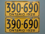1928 YOM Clear Ontario License Plates