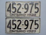 1929 YOM Clear Ontario License Plates