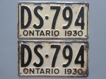 1930 YOM Clear Ontario License Plates