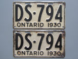 1930 YOM Clear Ontario License Plates