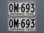 1930 YOM Clear Ontario License Plates