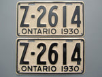 1930 YOM Clear Ontario License Plates