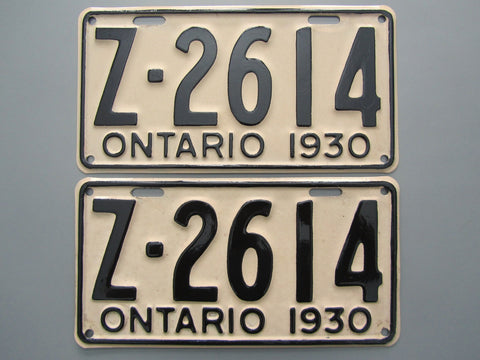 1930 YOM Clear Ontario License Plates