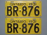 1931 YOM Clear Ontario License Plates