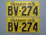 1931 YOM Clear Ontario License Plates
