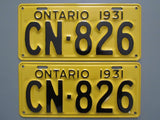 1931 YOM Clear Ontario License Plates
