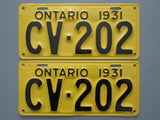 1931 YOM Clear Ontario License Plates
