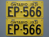 1931 YOM Clear Ontario License Plates