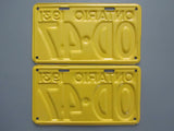 1931 YOM Clear Ontario License Plates