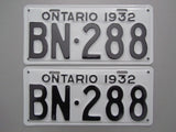 1932 YOM Clear Ontario License Plates
