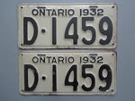 1932 YOM Clear Ontario License Plates
