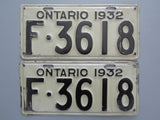 1932 YOM Clear Ontario License Plates