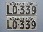 1932 YOM Clear Ontario License Plates