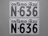 1932 YOM Clear Ontario License Plates