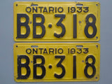 1933 YOM Clear Ontario License Plates