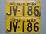 1933 YOM Clear Ontario License Plates