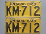 1933 YOM Clear Ontario License Plates