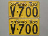1933 YOM Clear Ontario License Plates