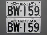 1934 YOM Clear Ontario License Plates