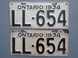 1934 YOM Clear Ontario License Plates