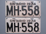 1934 YOM Clear Ontario License Plates