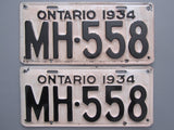 1934 YOM Clear Ontario License Plates