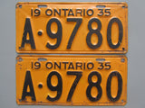1935 YOM Clear Ontario License Plates