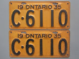 1935 YOM Clear Ontario License Plates