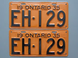 1935 YOM Clear Ontario License Plates