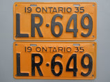 1935 YOM Clear Ontario License Plates