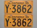 1935 YOM Clear Ontario License Plates