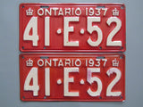 1937 YOM Clear Ontario License Plates