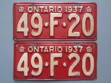 1937 YOM Clear Ontario License Plates