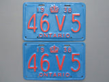 1938 YOM Clear Ontario License Plates