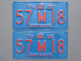 1938 YOM Clear Ontario License Plates