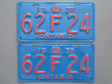 1938 YOM Clear Ontario License Plates