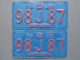 1938 YOM Clear Ontario License Plates