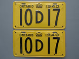 1940 YOM Clear Ontario License Plates