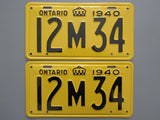1940 YOM Clear Ontario License Plates
