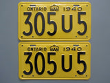 1940 YOM Clear Ontario License Plates
