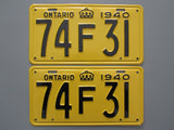 1940 YOM Clear Ontario License Plates