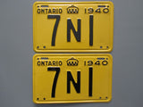 1940 YOM Clear Ontario License Plates