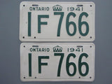 1941 YOM Clear Ontario License Plates