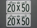 1941 YOM Clear Ontario License Plates