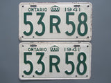 1941 YOM Clear Ontario License Plates