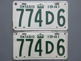 1941 YOM Clear Ontario License Plates