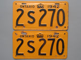 1942 YOM Clear Ontario License Plates