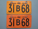 1942 YOM Clear Ontario License Plates