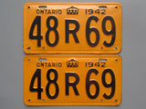 1942 YOM Clear Ontario License Plates