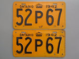 1942 YOM Clear Ontario License Plates